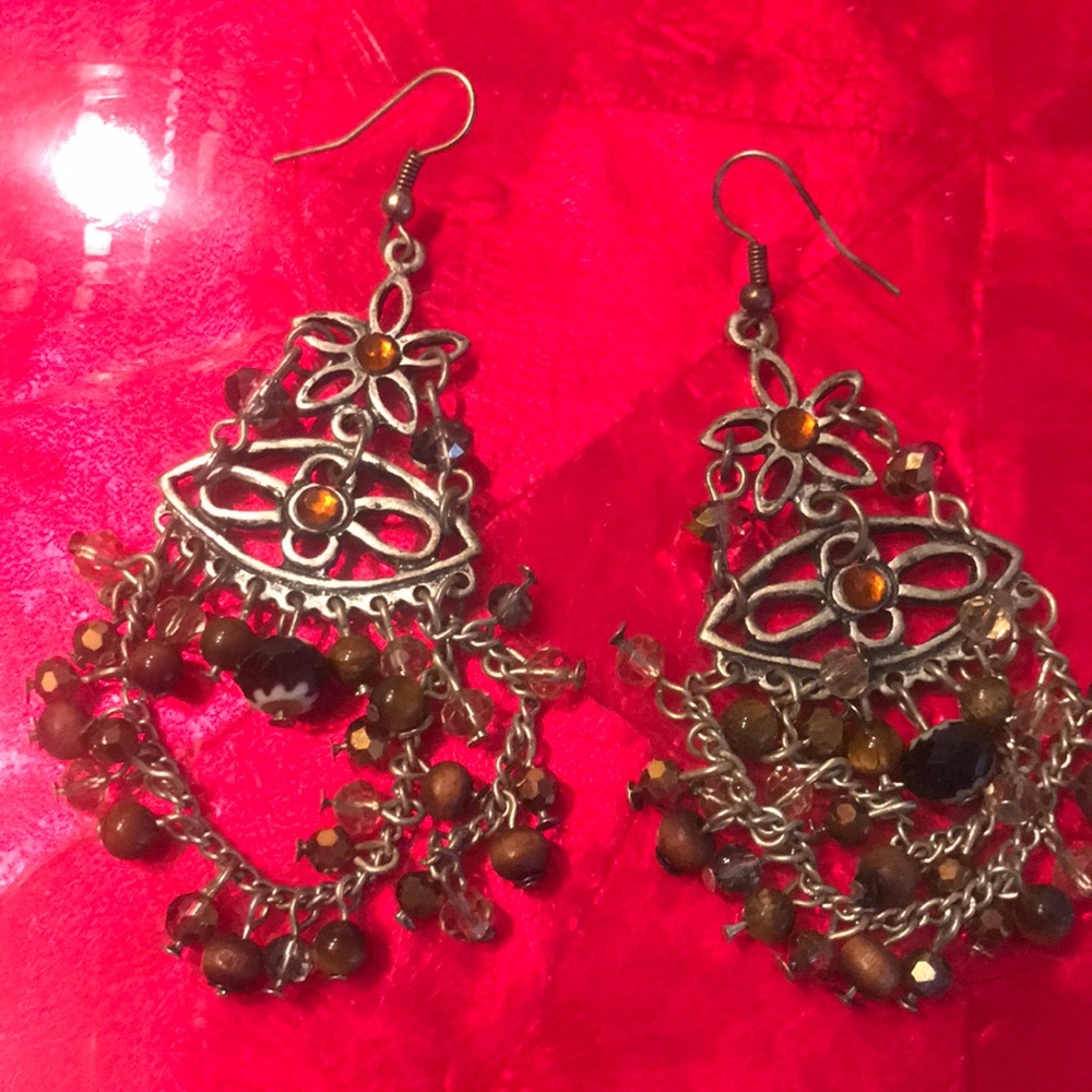 Beaded silver earrings